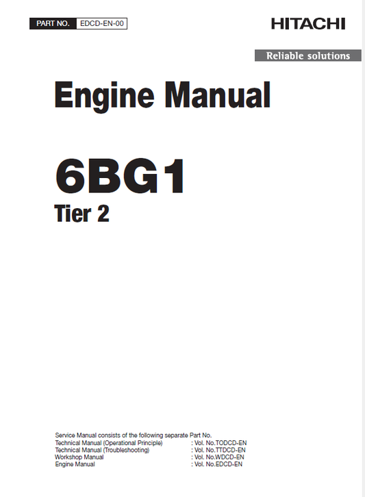Manual de Servicios Motor Isuzu 6BG1 Relaciónado con Productos Hitachi