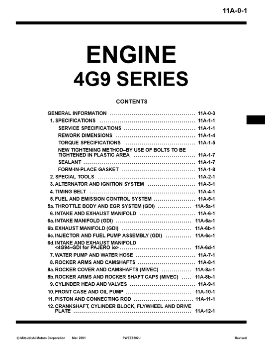 Manual de Servicios Motor Mitsubishi 4G9 Series