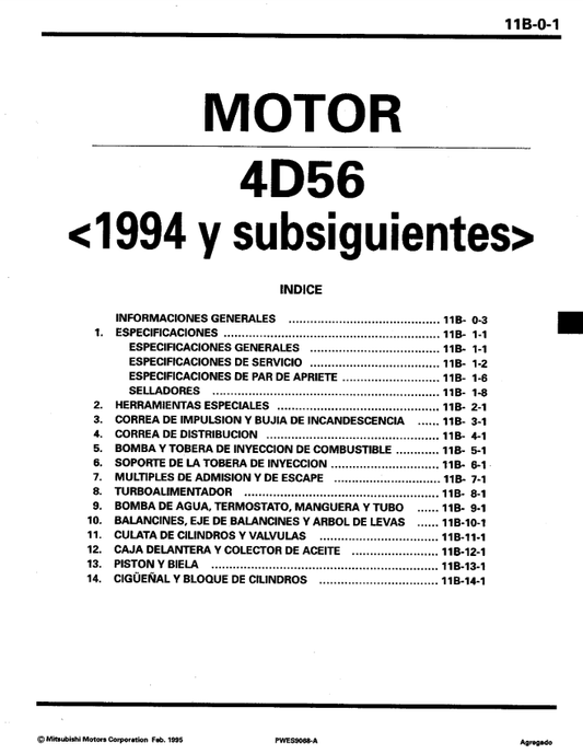 Manual de Servicios Motor Mitsubishi L200- 4D56