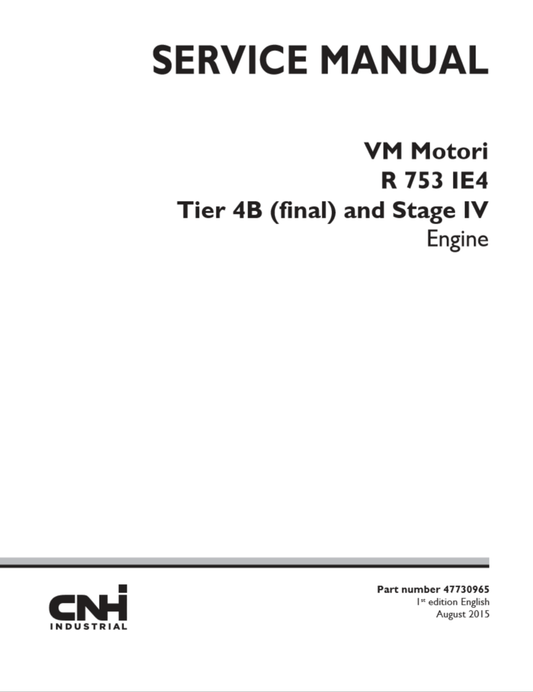 Manual de Servicios Motor New Holland VM Motori R 753 IE4 Tier 4B (final) and Stage IV