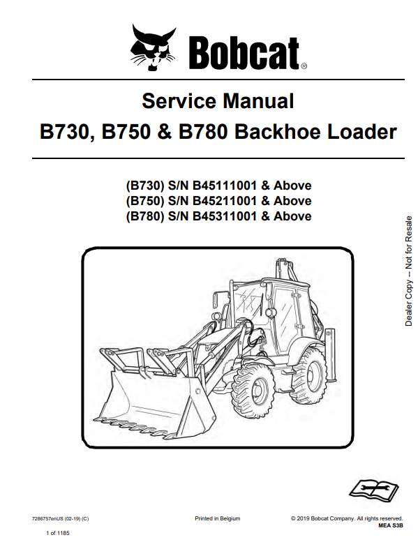 Manual de Servicios Retroexcavadora Bobcat B730, B750 & B780