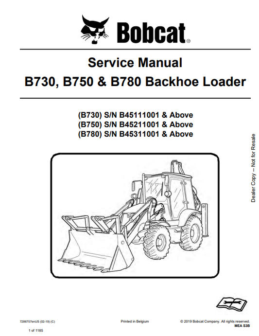 Manual de Servicios Retroexcavadora Bobcat B730, B750 & B780