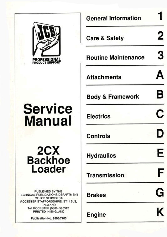Manual de Servicios Retroexcavadora JCB 2CX