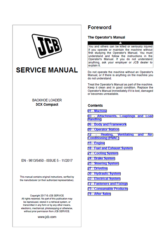 Manual de Servicios Retroexcavadora JCB 3CX Compacta