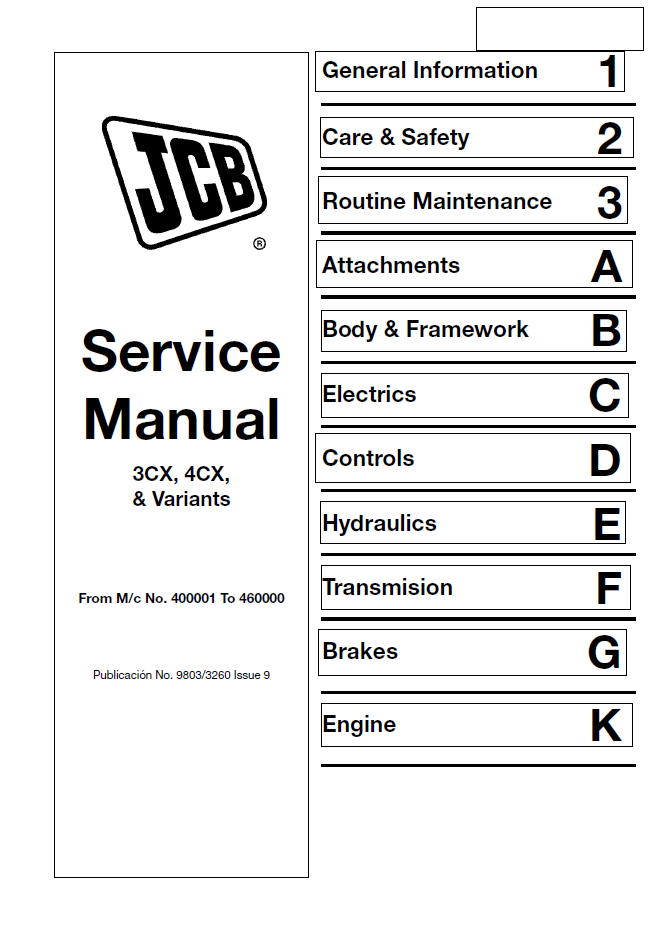 Manual de Servicios Retroexcavadora JCB 3CX, 4CX