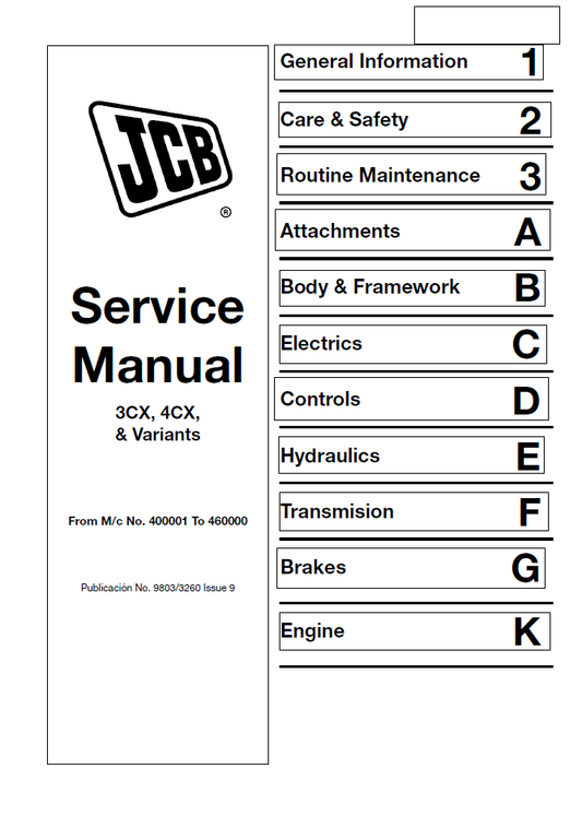 Manual de Servicios Retroexcavadora JCB 3CX, 4CX