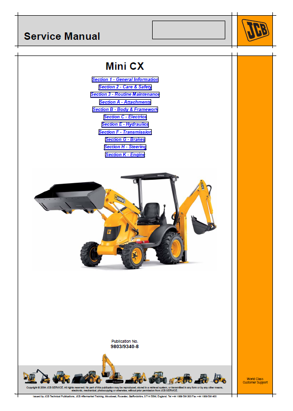 Manual de Servicios Retroexcavadora JCB Mini CX