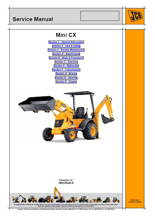 Manual de Servicios Retroexcavadora JCB Mini CX