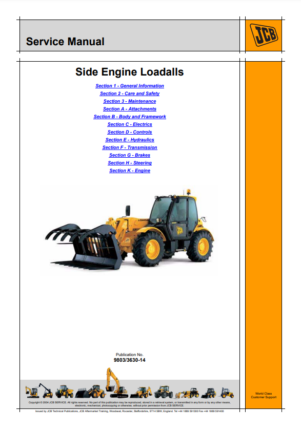 Manual de Servicios Telehandler JCB Motor Lateral