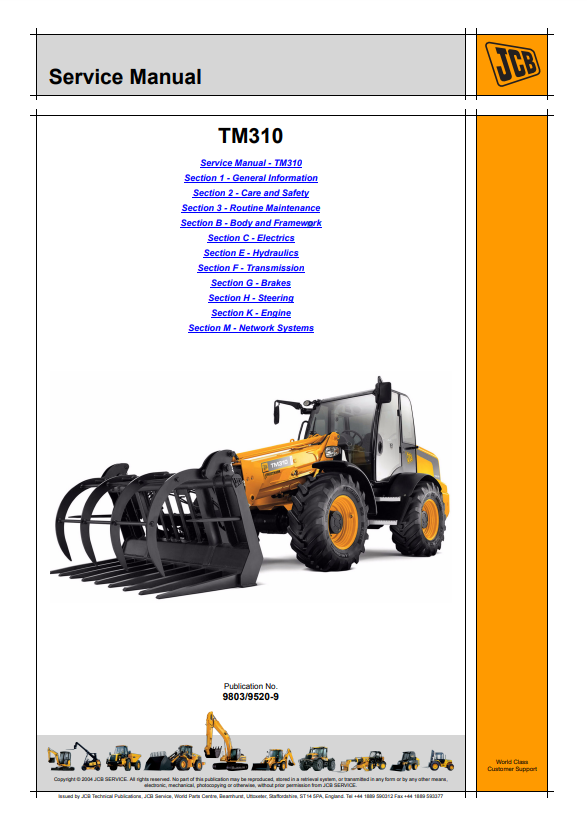 Manual de Servicios Telehandler JCB TM310