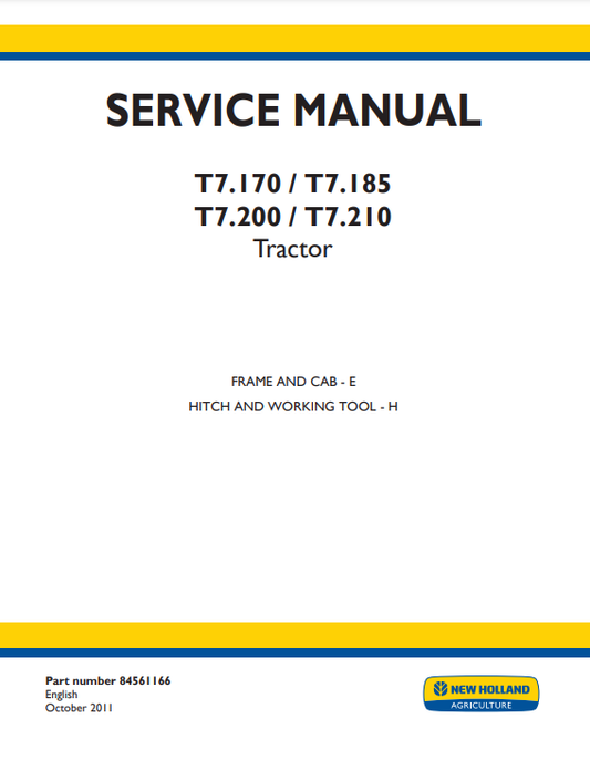 Manual de Servicios Tractor New Holland T7.170, T7.185, T7.200, T7.210