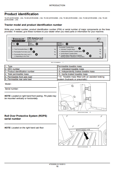 Manual de Servicios Tractor New Holland T8.275, T8.300, T8.330, T8.360, T8.390, T8.420