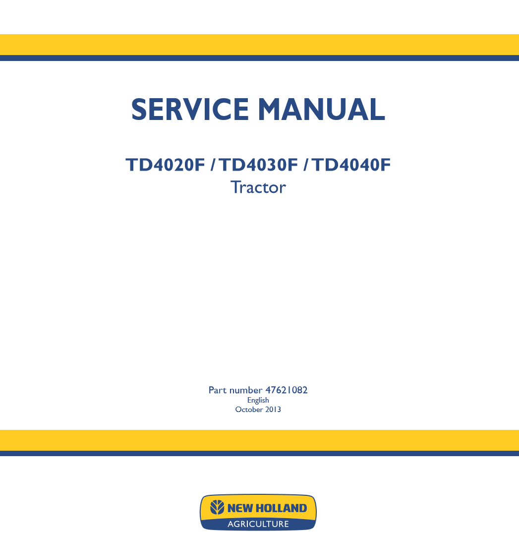 Manual de Servicios Tractor New Holland TD4020F, TD4030F, TD4040F