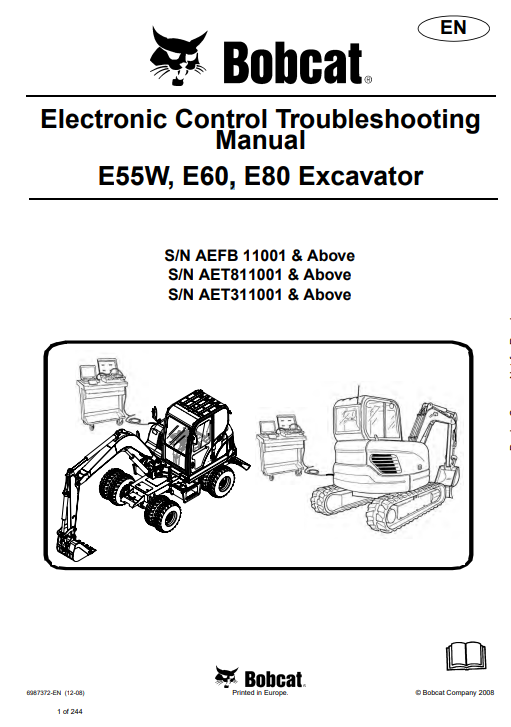 Manual de Solución de Problemas del Control Eléctronico Excavadora Bobcat E55W, E60, E80