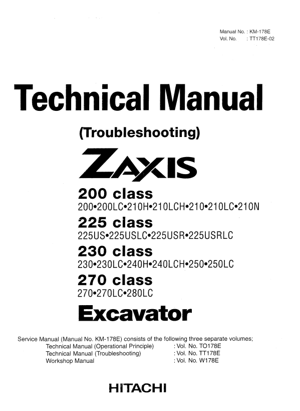 Manual de Solución de Problemas Excavadora Hitachi Zaxis 200 - 230 - 270