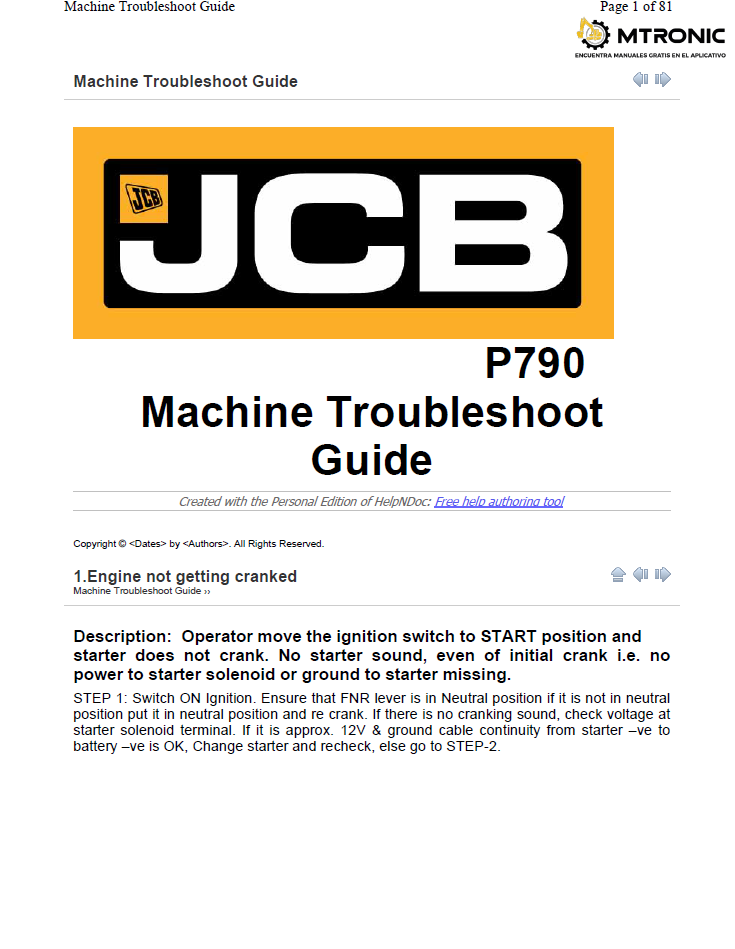 Manual de Solución de Problemas de la Maquina Retroexcavadora JCB 3DX