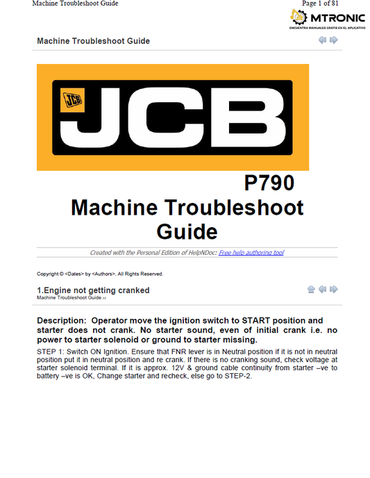 Manual de Solución de Problemas de la Maquina Retroexcavadora JCB 3DX