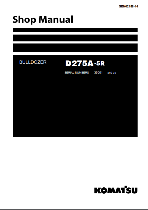 Manual de Taller Bulldozer Japones EGR Komatsu D275A-5  S.N 35001-UP