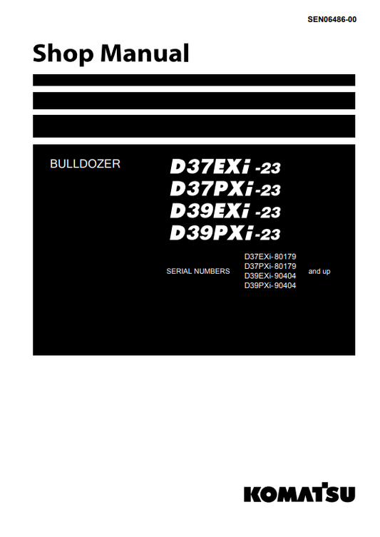 Manual de Taller Bulldozer Komatsu D37EXi-23, D37PXi-23, D39EXi-23, D39PXi-23