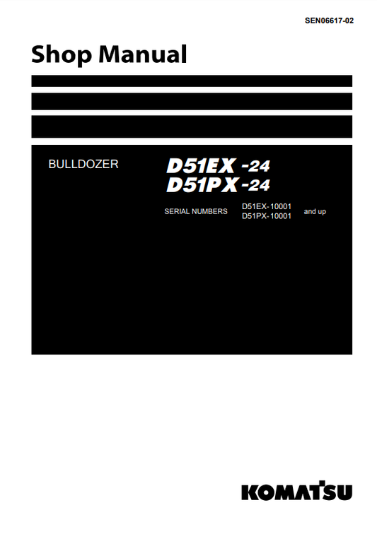 Manual de Taller Bulldozer Komatsu D51EX-24 , D51PX-24 Japan Bulldozer S.N 10001- y arriba