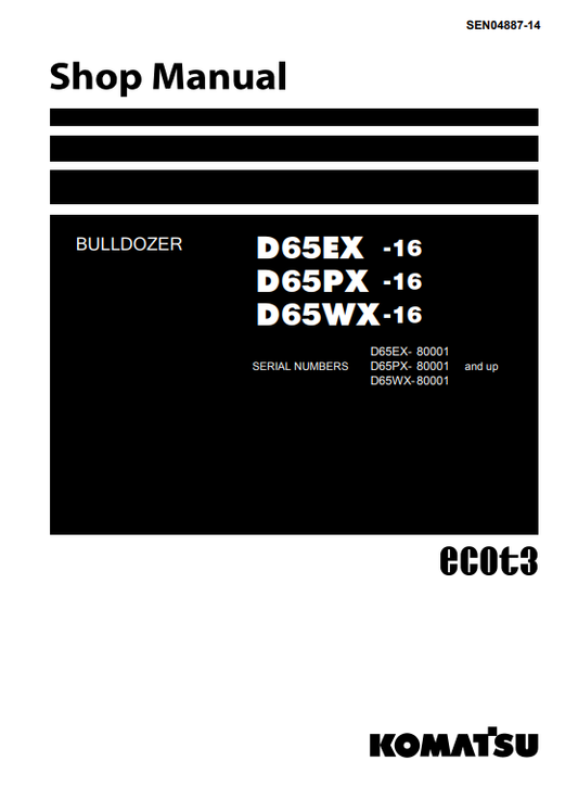 Manual de Taller Bulldozer Komatsu D65EX-16, D65PX-16, D65WX-16   S.N 80001-UP