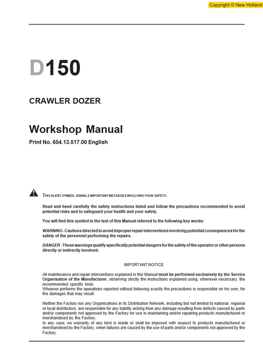 Manual de Taller Bulldozer New Holland D150