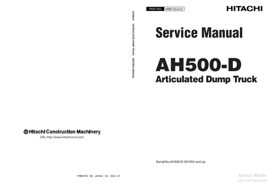 Manual de Taller Camión Articulado Hitachi AH500D
