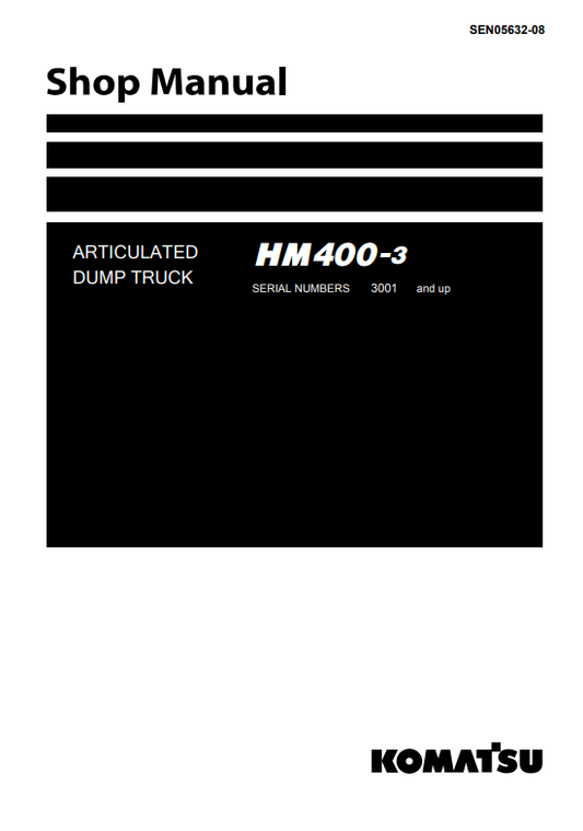 Manual de Taller Camión Japones Komatsu HM400-3  S.N 3001-UP