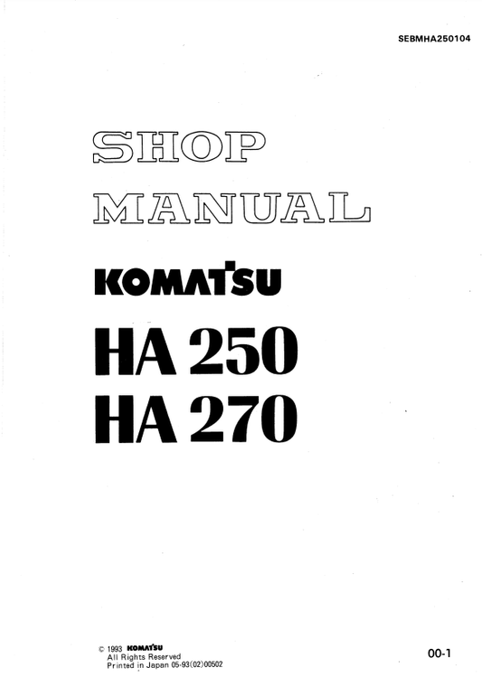 Manual de Taller Camión Komkatsu HA250, HA270