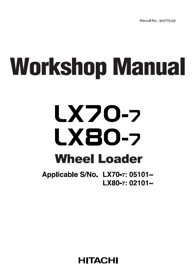 Manual de Taller Cargador Hitachi LX70-7, LX80-7