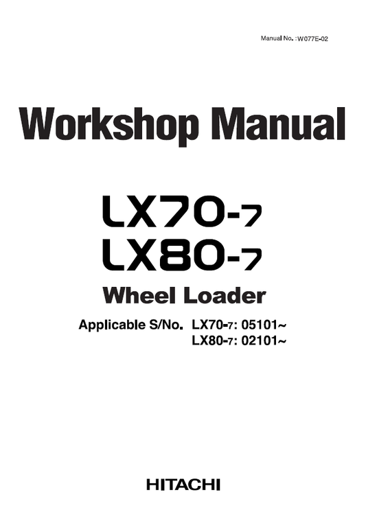 Manual de Taller Cargador Hitachi LX70-7, LX80-7