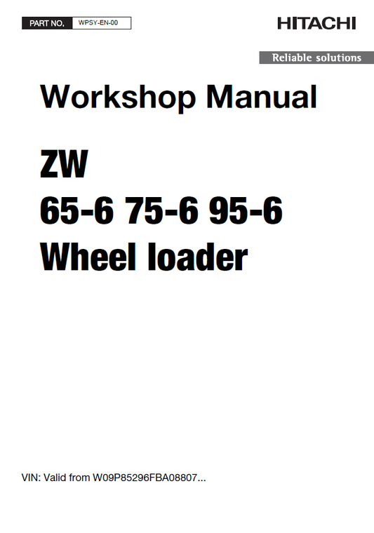 Manual de Taller Cargador Hitachi ZW65-6, ZW75-6, ZW95-6