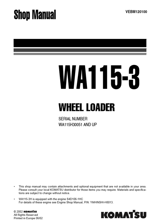 Manual de Taller Cargador Komatsu WA115-3