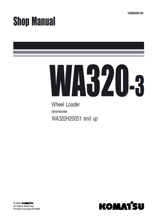 Manual de Taller Cargador Komatsu WA320-3 - WA320H20051