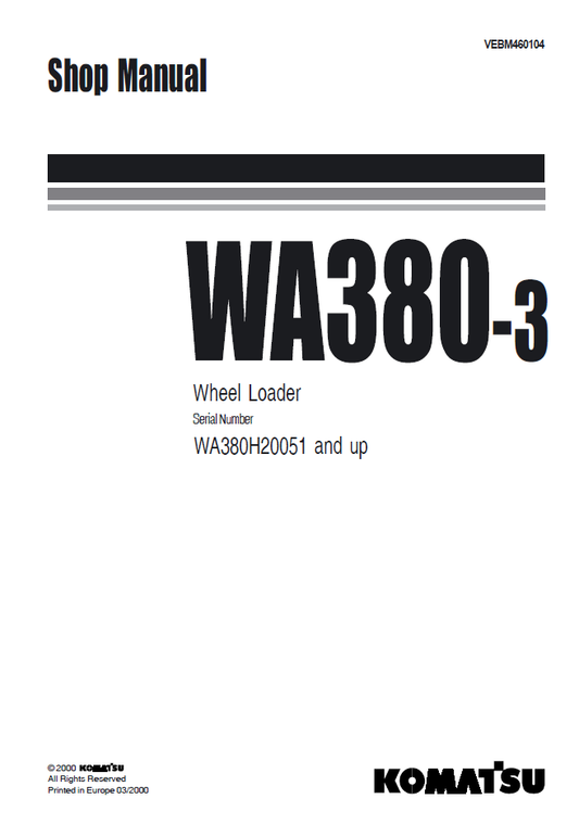 Manual de Taller Cargador Komatsu WA380-3 - WA380H20051