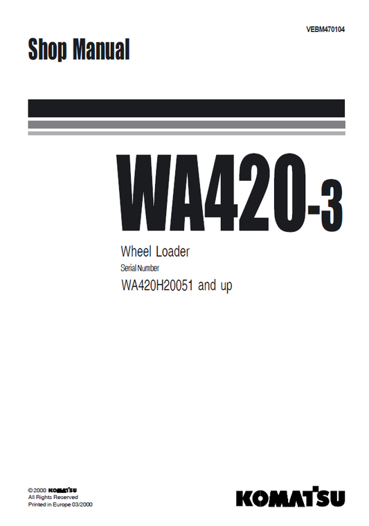 Manual de Taller Cargador Komatsu WA420-3 - WA420H20051
