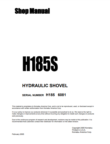 Manual de Taller Pala Minera Komatsu H185S