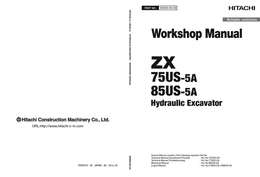 Manual de Taller Excavadora Hidráulica Hitachi ZX 75US-5A 85US-5A