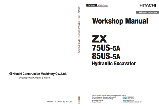 Manual de Taller Excavadoras Hitachi ZX75US-5A, ZX85US-5A