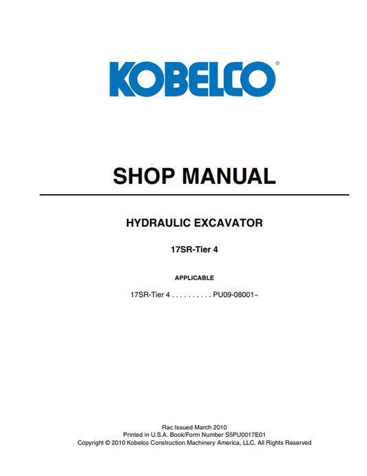 Manual de Taller Excavadora Kobelco 17SR Tier 4
