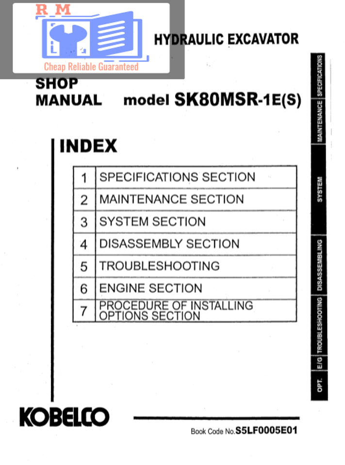 Manual de Taller Excavadora Kobelco SK80MSR-1ES