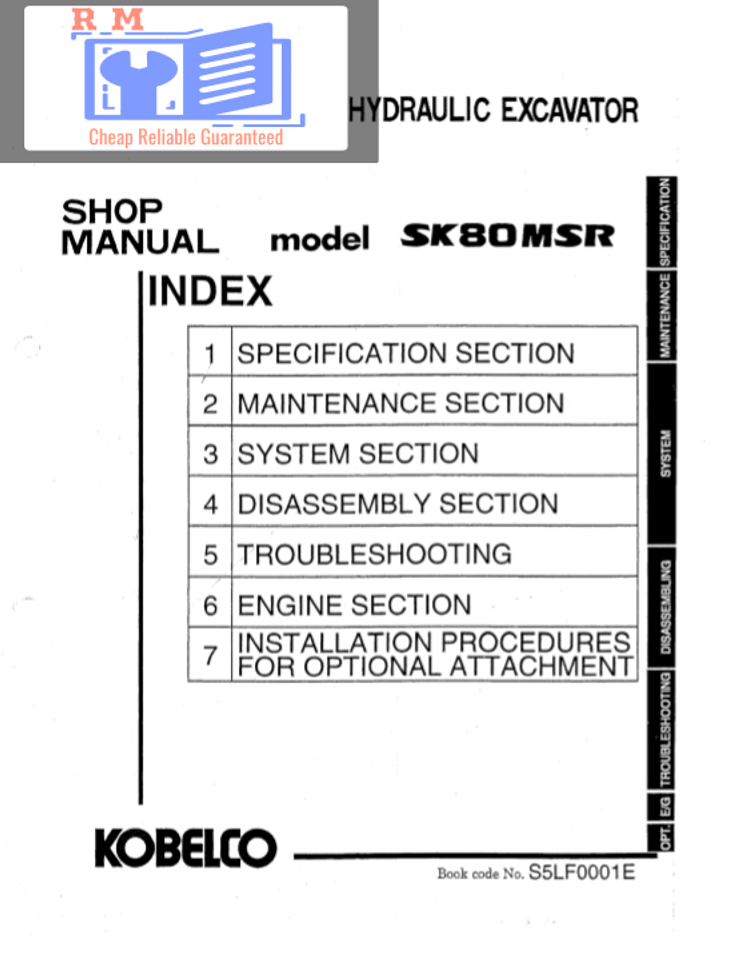 Manual de Taller Excavadora Kobelco SK80MSR