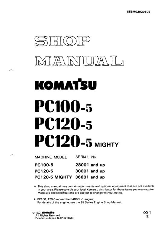 Manual de Taller Excavadora Komatsu PC100-5 PC120-5