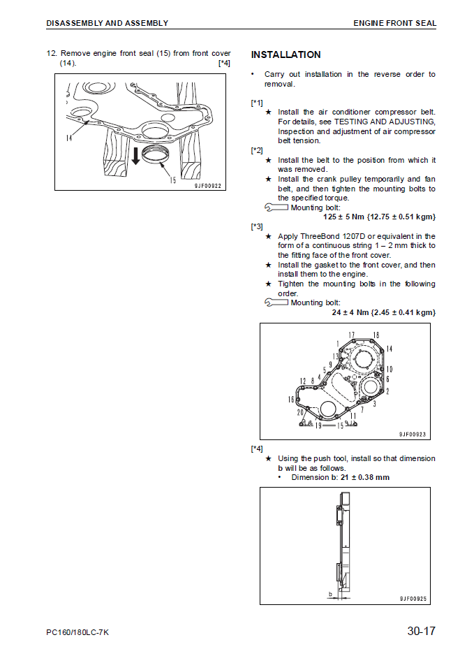 Manual de Taller Excavadora Komatsu PC160LC-7K, PC180LC-7K - K40001