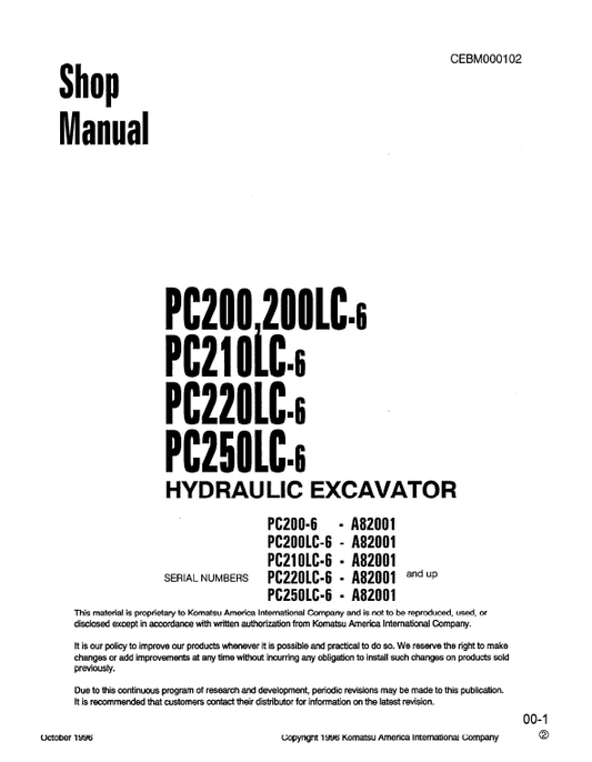 Manual de Taller Excavadora Komatsu PC200-6 PC200LC-6 PC210LC-6 PC220LC-6 PC250LC-6