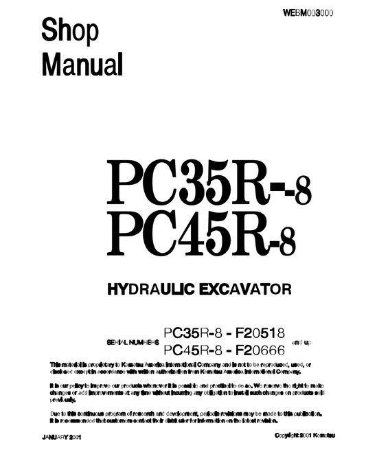 Manual de Taller Excavadora Komatsu PC35R-8 PC45R-8