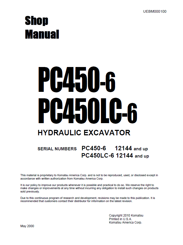 Manual de Taller Excavadora Komatsu PC450-6, PC450LC-6 - 12144
