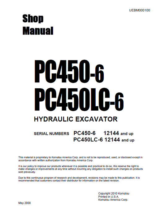 Manual de Taller Excavadora Komatsu PC450-6, PC450LC-6 - 12144