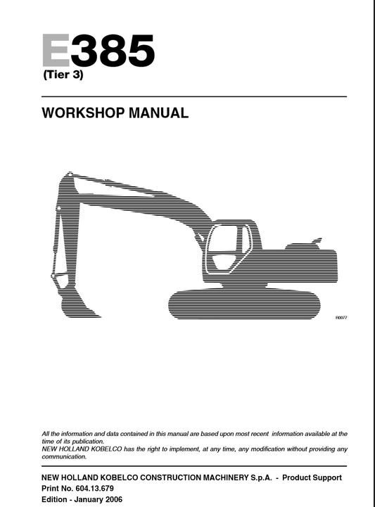 Manual de Taller Excavadora New Holland E385 (Tier 3)