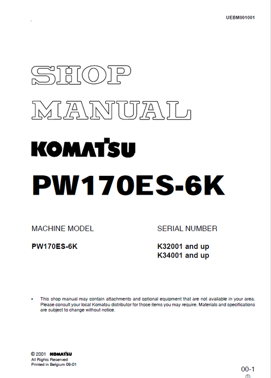 Manual de Taller Excavadora Sobre Ruedas Komatsu PW170ES-6K - K32001, K34001